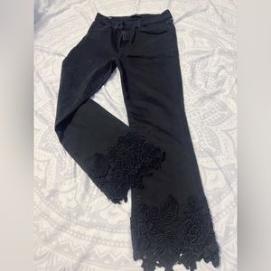J Brand black jeans with embroidery details